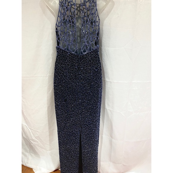 Midnight blue sparkly halter top dress - Picture 2 of 3